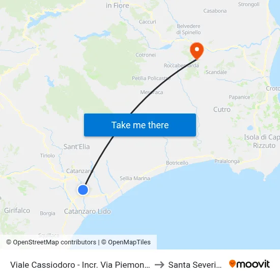 Viale Cassiodoro - Via Piemonte Intersection to Santa Severina map