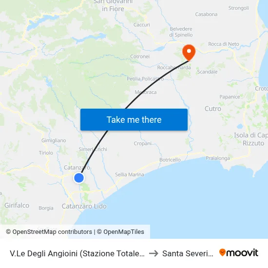 Angioini Avenue (Totalerg Station) to Santa Severina map