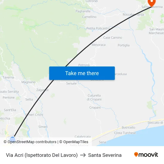 Via Acri (Labor Inspectorate) to Santa Severina map