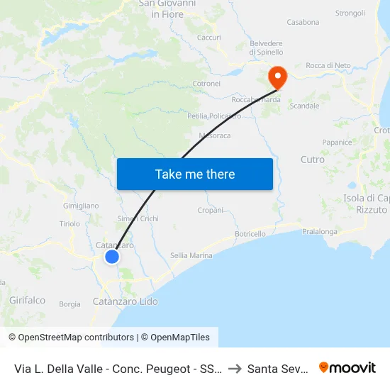 Via L. Della Valle - Peugeot Dealership - SS Due Mari to Santa Severina map