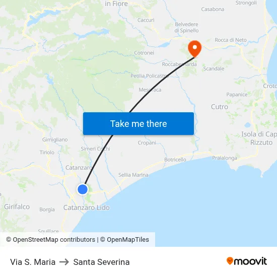 S. Maria Street to Santa Severina map