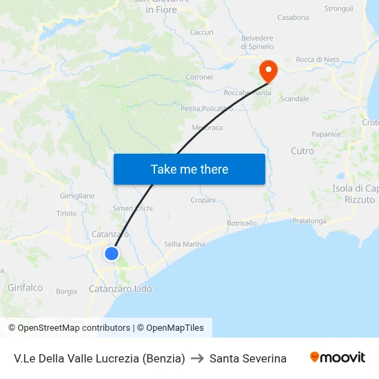 Valle Lucrezia Avenue (Benzia) to Santa Severina map