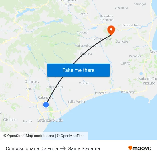 De Furia Dealership to Santa Severina map