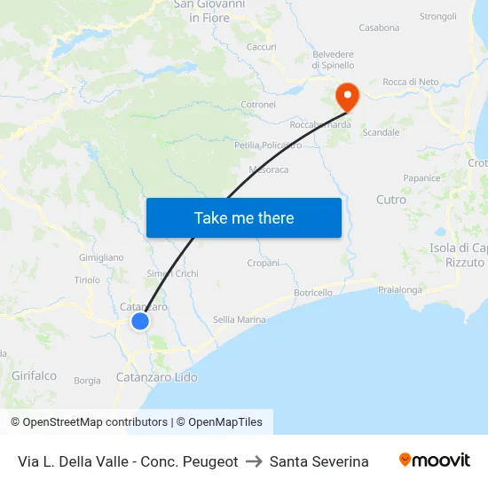 Via L. Della Valle - Peugeot Dealership to Santa Severina map