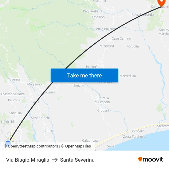 Biagio Miraglia Street to Santa Severina map
