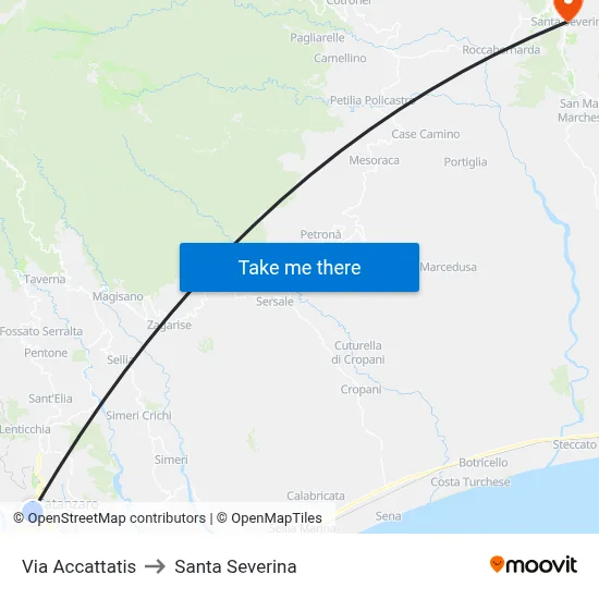 Via Accattatis to Santa Severina map