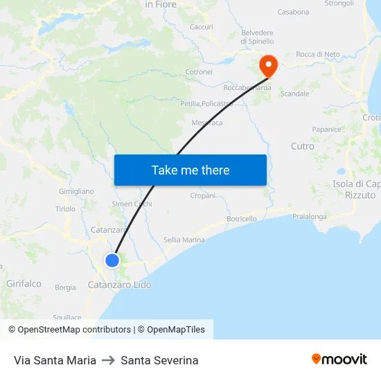 Santa Maria Street to Santa Severina map