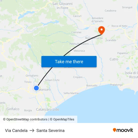 Candela Street to Santa Severina map