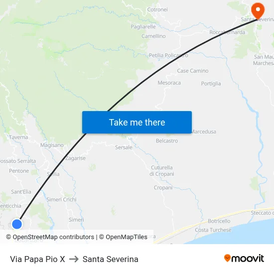Pope Pius X Street to Santa Severina map