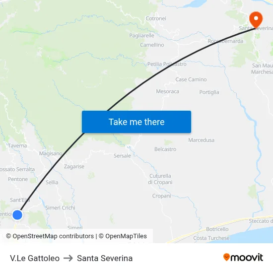 Gattoleo Avenue to Santa Severina map