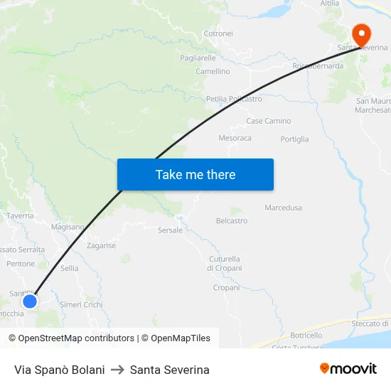Spanò Bolani Street to Santa Severina map