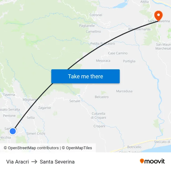 Aracri Street to Santa Severina map