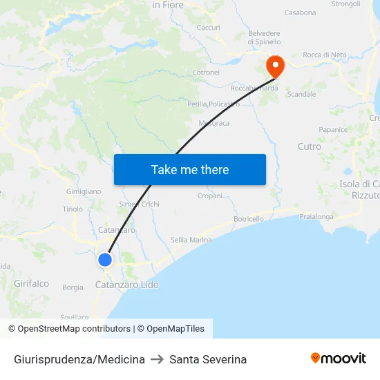 Law/Medicine to Santa Severina map