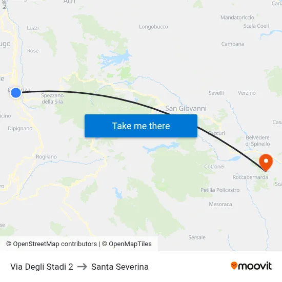 Stadium Street 2 to Santa Severina map