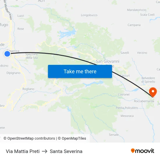 Mattia Preti Street to Santa Severina map