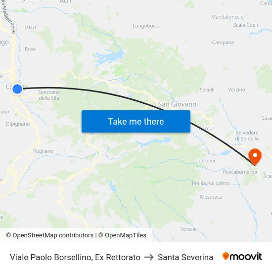 Paolo Borsellino Avenue, Former Rectorate to Santa Severina map
