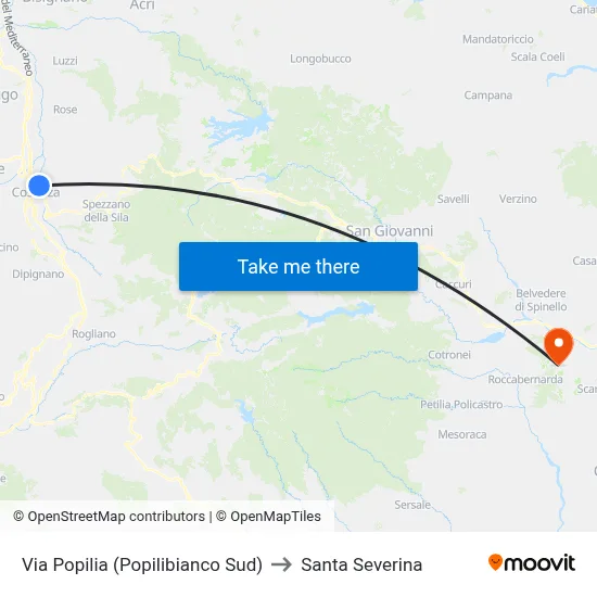 Popilia Street (South Popilibianco) to Santa Severina map