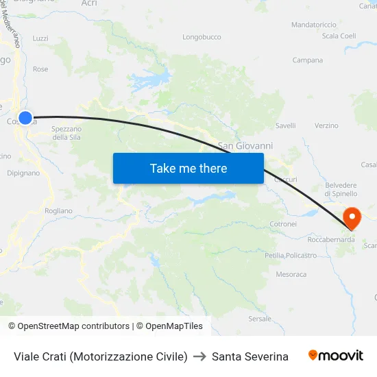 Crati Avenue (Motor Vehicle Department) to Santa Severina map