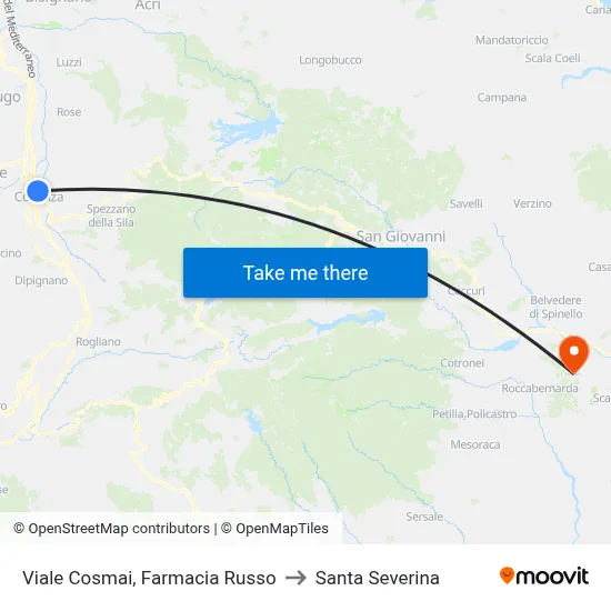 Cosmai Avenue, Russo Pharmacy to Santa Severina map