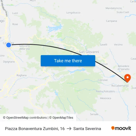Bonaventura Zumbini Square, 16 to Santa Severina map
