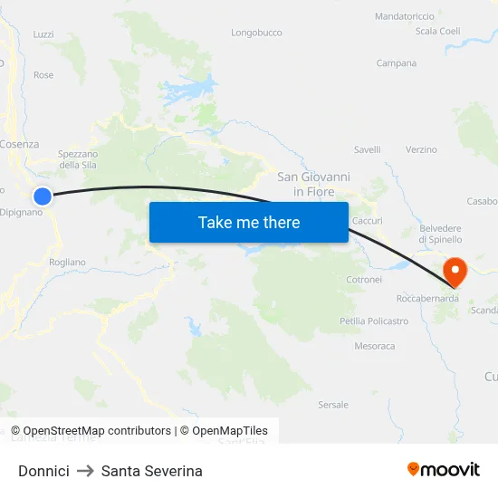 Donnici to Santa Severina map