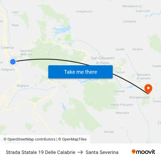State Road 19 of Calabria to Santa Severina map