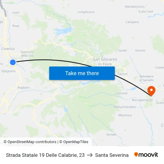 State Road 19 of Calabrie, 23 to Santa Severina map