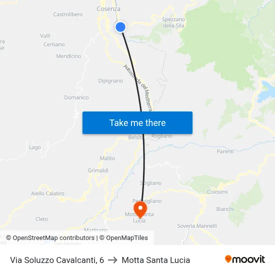 Via Soluzzo Cavalcanti, 6 to Motta Santa Lucia map