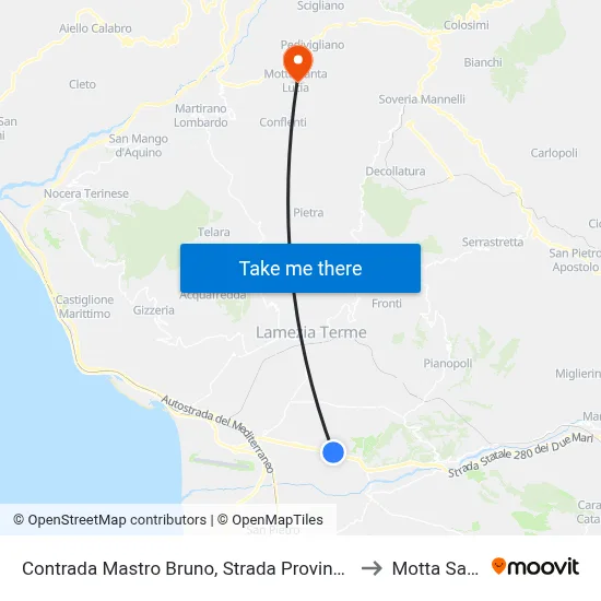 Mastro Bruno District, Provincial Road 170/1 - Lamezia Terme to Motta Santa Lucia map