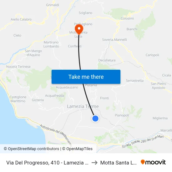 Progress Street, 410 - Lamezia Terme to Motta Santa Lucia map
