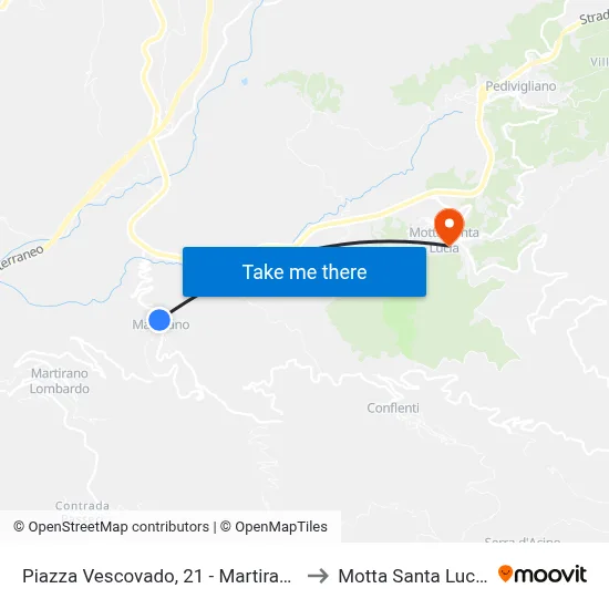 Cathedral Square, 21 - Martirano to Motta Santa Lucia map