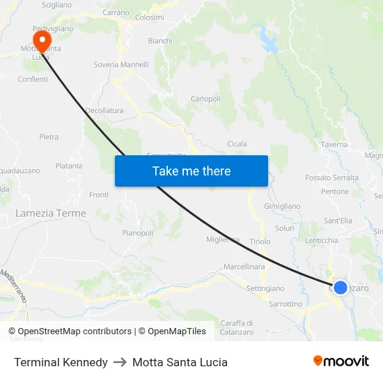 Kennedy Terminal to Motta Santa Lucia map