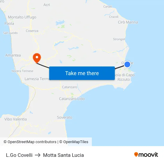 Covelli Square to Motta Santa Lucia map