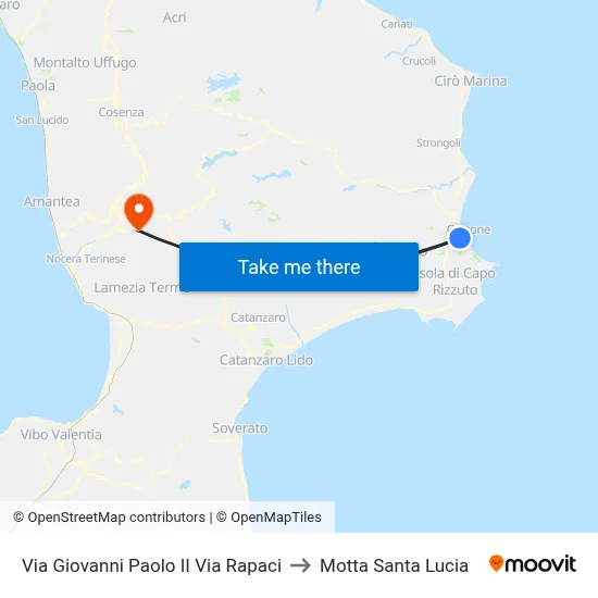 John Paul II Street Via Rapaci to Motta Santa Lucia map