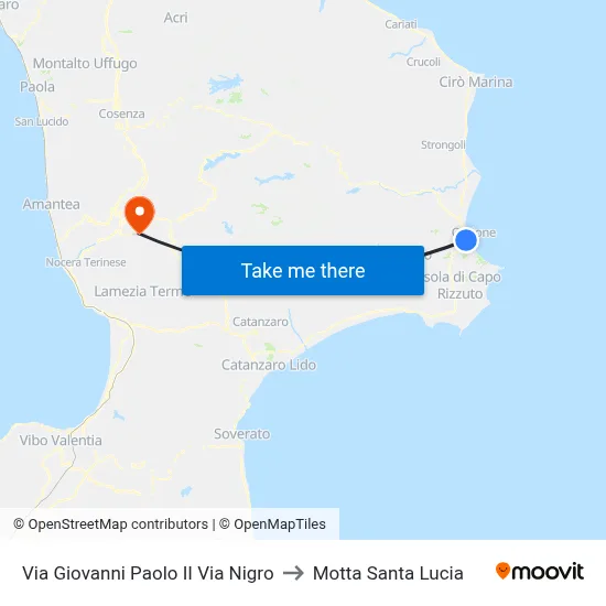 Via Giovanni Paolo II Via Nigro to Motta Santa Lucia map