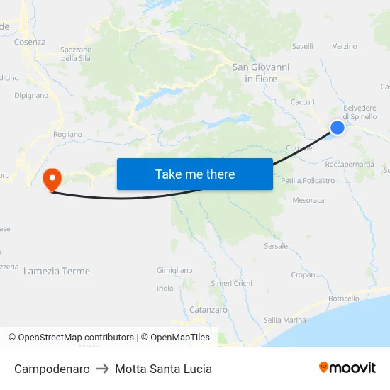 Campodenaro to Motta Santa Lucia map