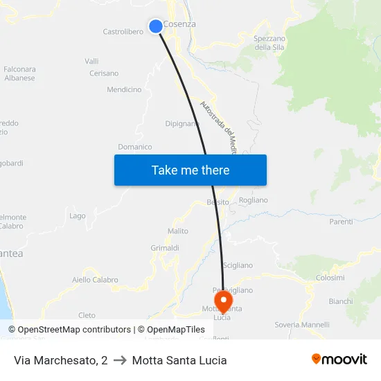 Marchesato Street, 2 to Motta Santa Lucia map