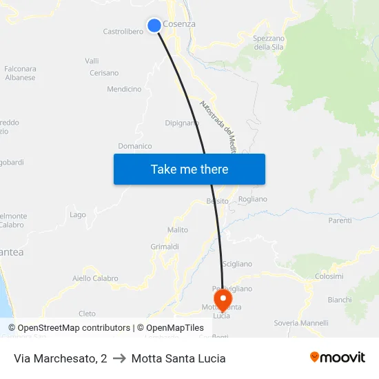 Marchesato Street, 2 to Motta Santa Lucia map