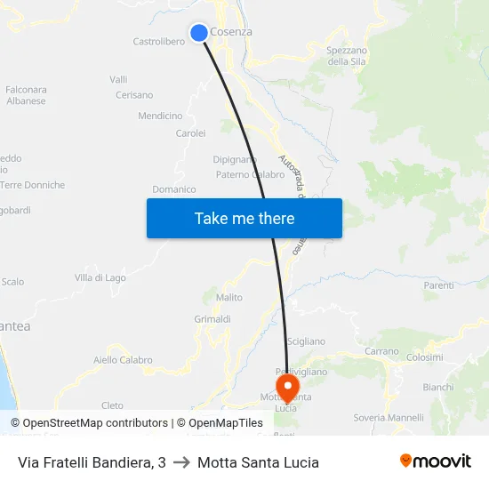Bandiera Brothers Street, 3 to Motta Santa Lucia map