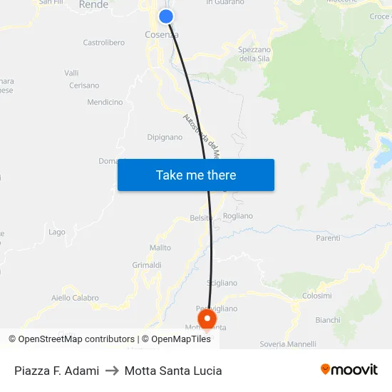 F. Adami Square to Motta Santa Lucia map