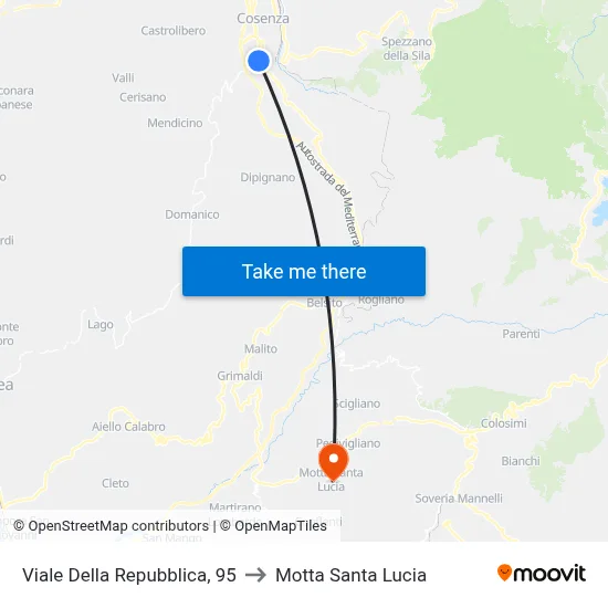 Republic Avenue, 95 to Motta Santa Lucia map