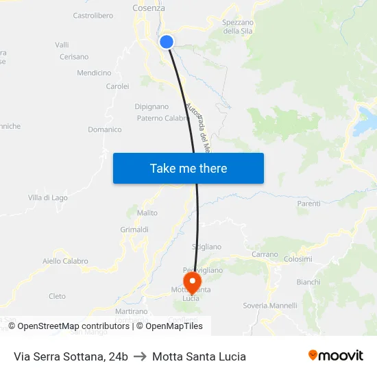 Serra Sottana Street, 24b to Motta Santa Lucia map