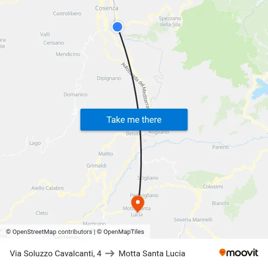Via Soluzzo Cavalcanti, 4 to Motta Santa Lucia map