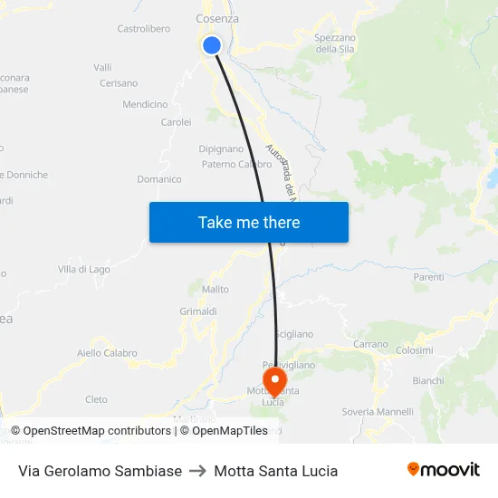 Gerolamo Sambiase Street to Motta Santa Lucia map