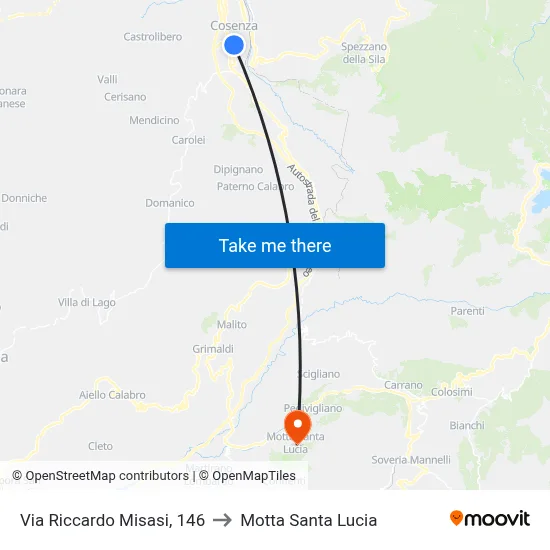 Riccardo Misasi Street, 146 to Motta Santa Lucia map