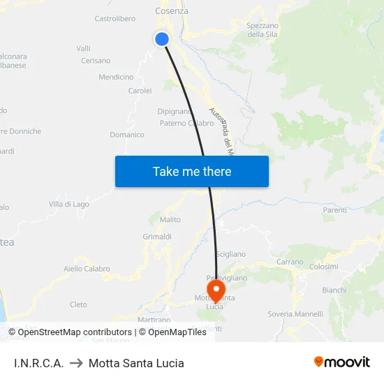 I.N.R.C.A. to Motta Santa Lucia map