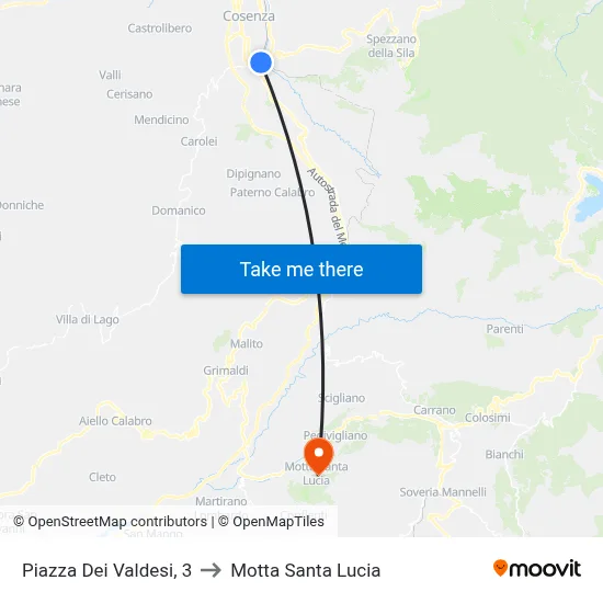 Waldensian Square, 3 to Motta Santa Lucia map