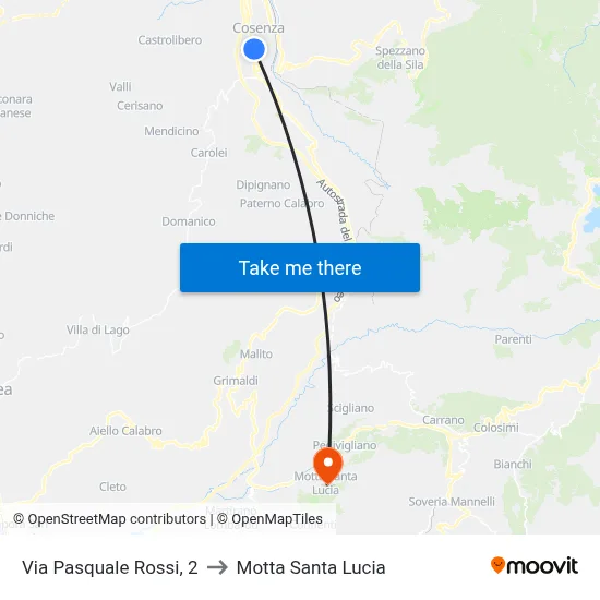 Via Pasquale Rossi, 2 to Motta Santa Lucia map