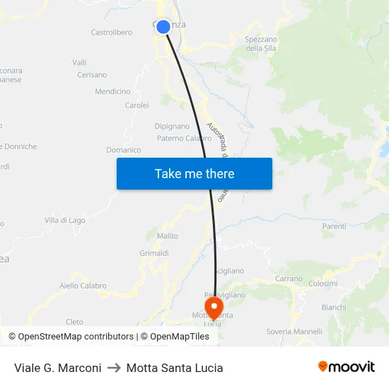 G. Marconi Avenue to Motta Santa Lucia map