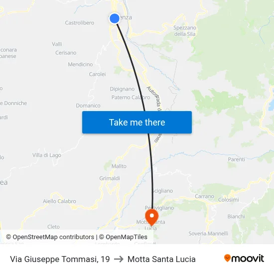 Giuseppe Tommasi Street, 19 to Motta Santa Lucia map